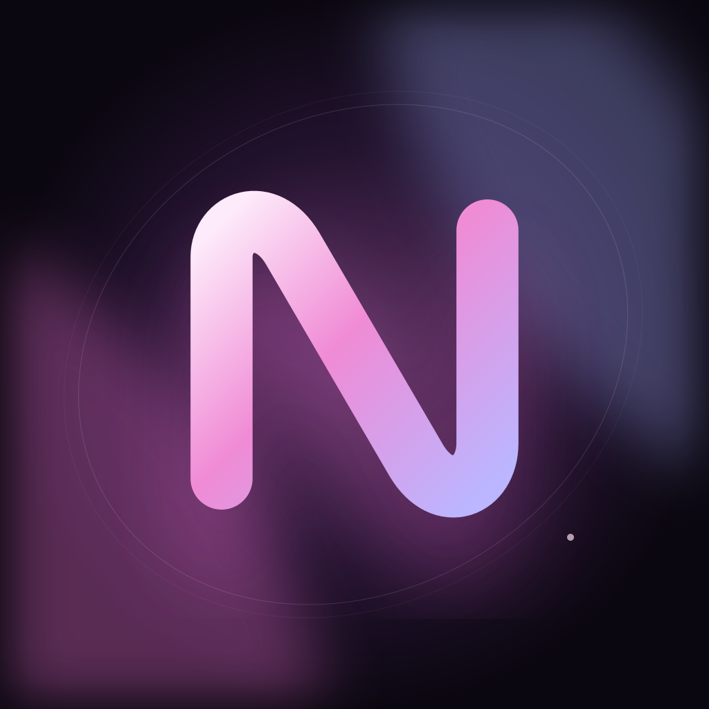 NUVRA pink and lilac symbol on a deep plum profile image
